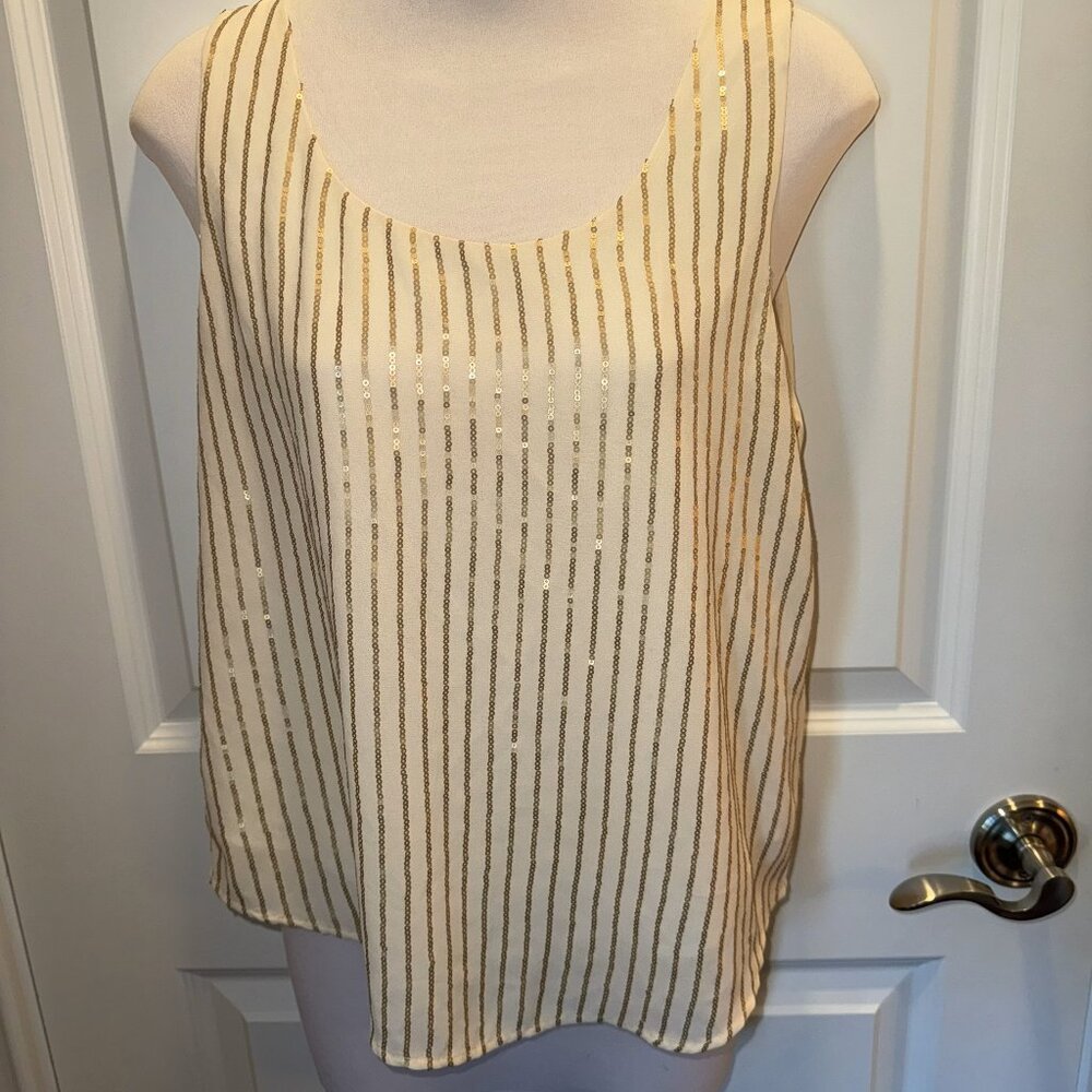 Forever21 Cream/Tan/Champagne/Gold Sequin Tank Top Small